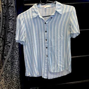 A striped button up short sleeve